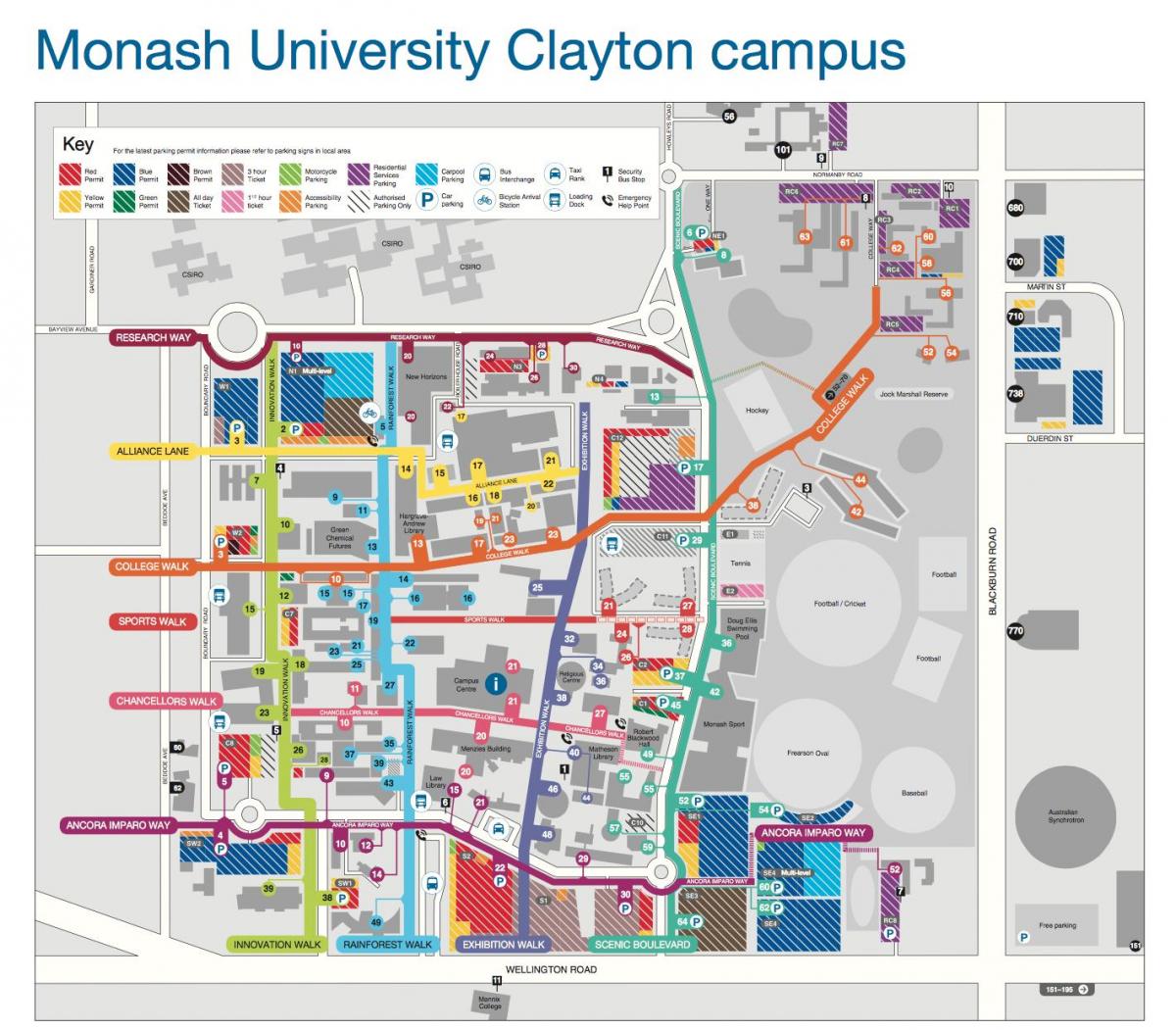 Monash их сургууль Clayton газрын зураг