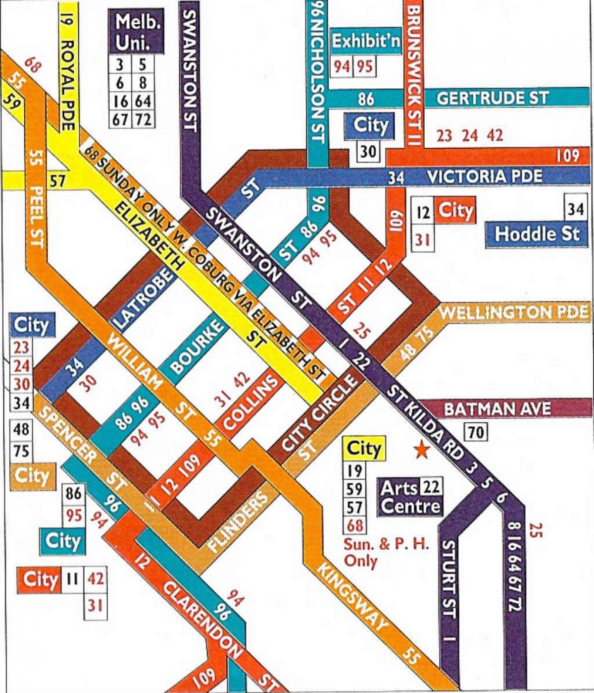Мельбурн кбр трамвай газрын зураг