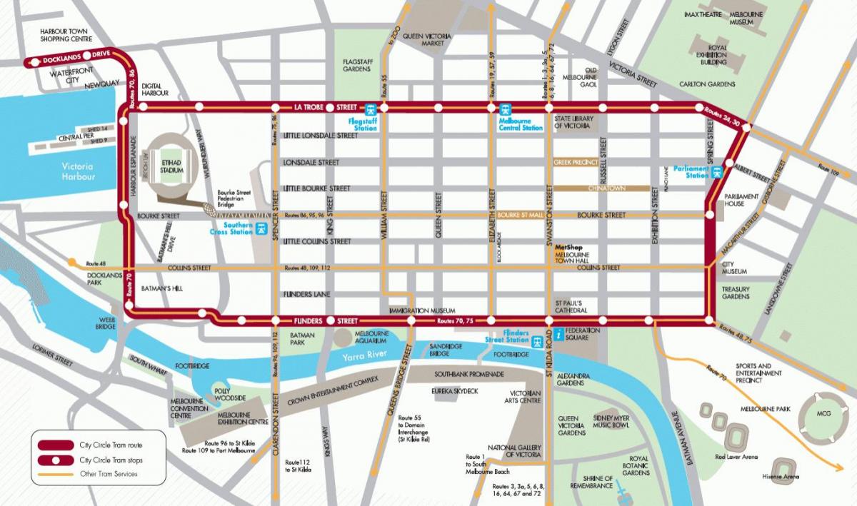 Мельбурн хотын галт тэрэгний хүрд газрын зураг
