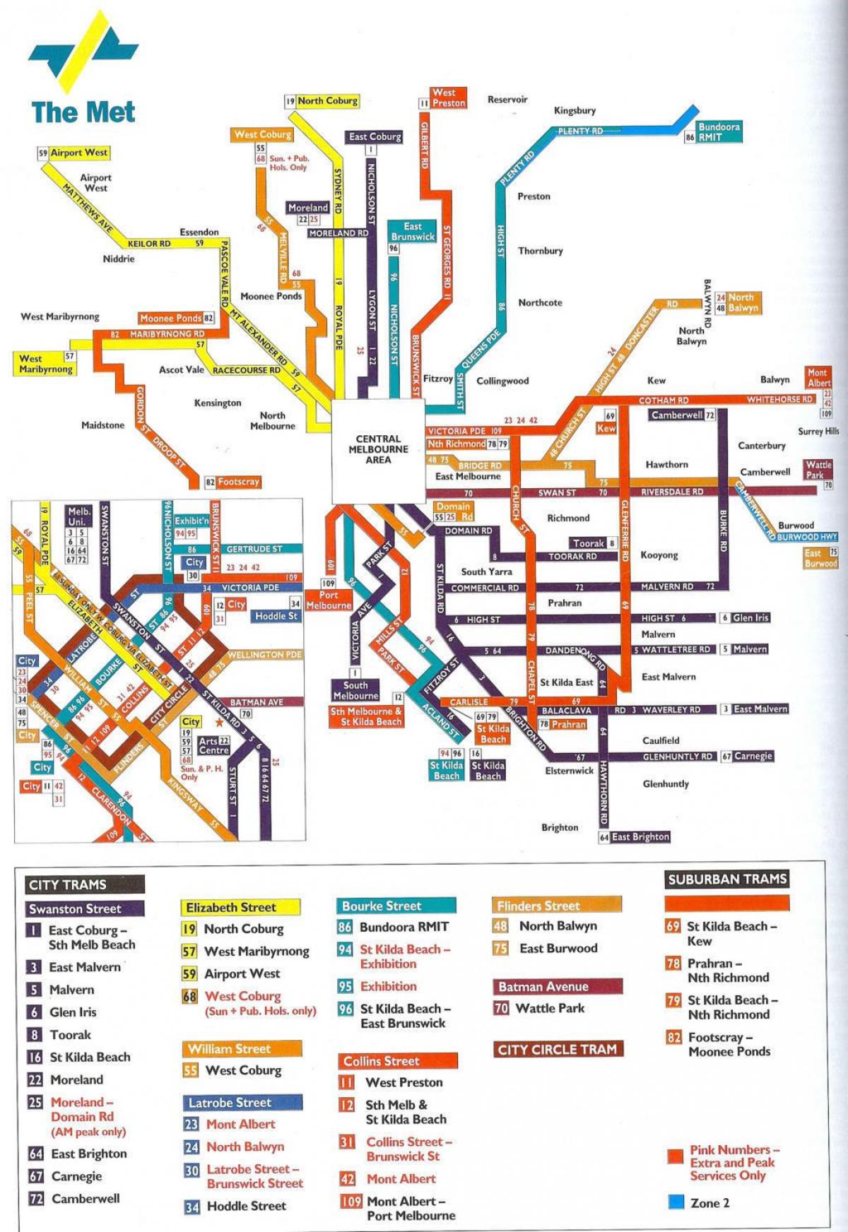 Мельбурн нийтийн тээврийн газрын зураг