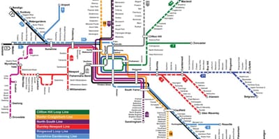 Метроны газрын зураг Мельбурн